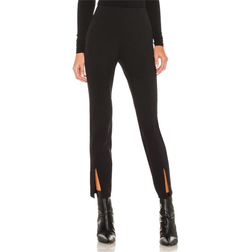 Theory Slit Stretch Scuba Kenett Black Legging Pants Size 4 - Picture 2 of 10